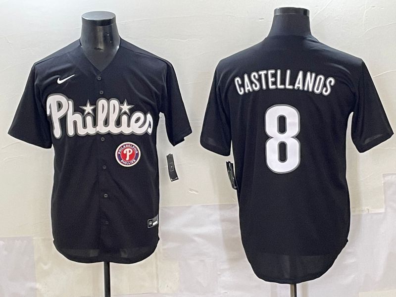Men 2025 Philadelphia Phillies #8 Castellanos Black Fashion Nike MLB Jersey style 7158